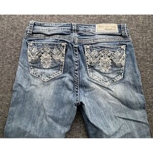 GRACE IN LA Aztec Embellished Bootcut Blue Jeans Women's Sz 28 30x33